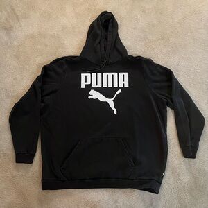 PUMA Men's Black Hoodie with White Logo